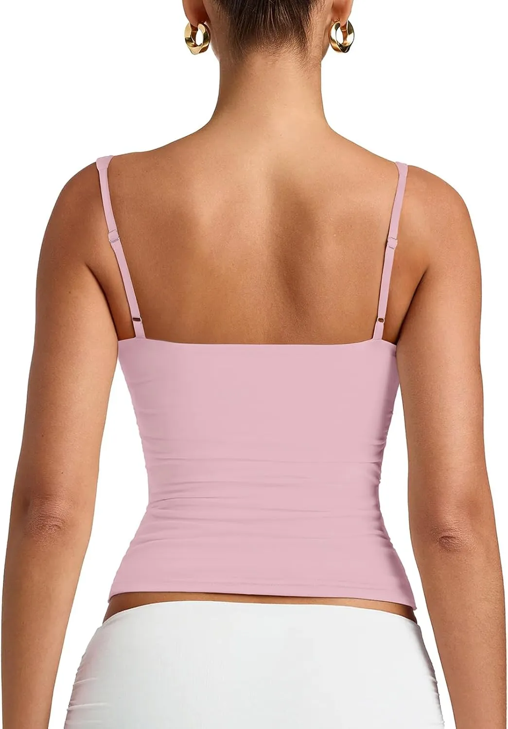 PINKMSTYLE Womens Sexy V Neck Cami Top Sleeveless Double Lined Tank Tops Going Out Y2K Spaghetti Strap Crop Tops 2025