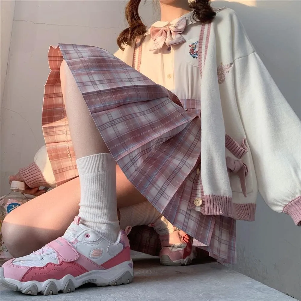 Preppy Aesthetic Clothes for Teen Girls Cute Cardigan Kawaii Cardigan JK Uniform Knit Sweater Cute School Cosplay Sweater
