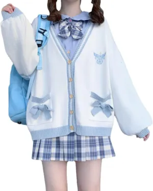 Preppy Aesthetic Clothes for Teen Girls Cute Cardigan Kawaii Cardigan JK Uniform Knit Sweater Cute School Cosplay Sweater