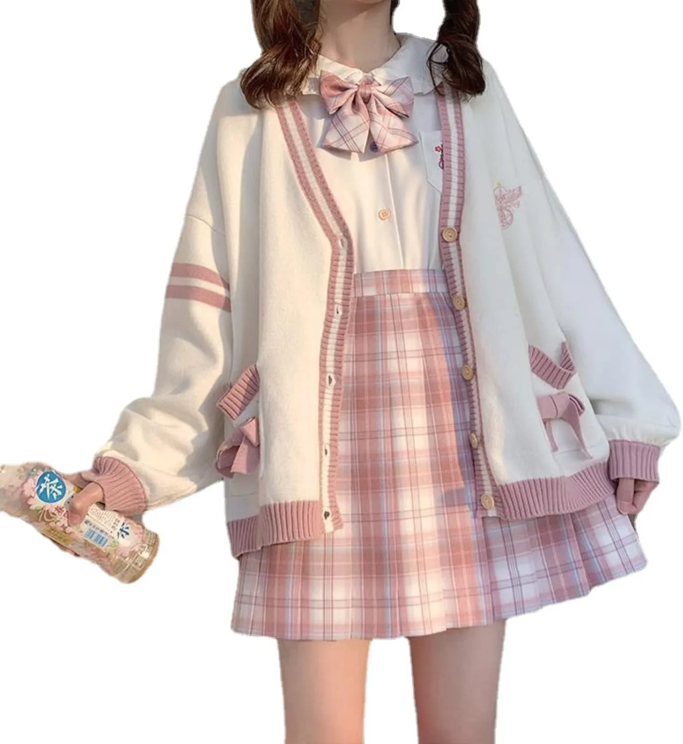 Preppy Aesthetic Clothes for Teen Girls Cute Cardigan Kawaii Cardigan JK Uniform Knit Sweater Cute School Cosplay Sweater