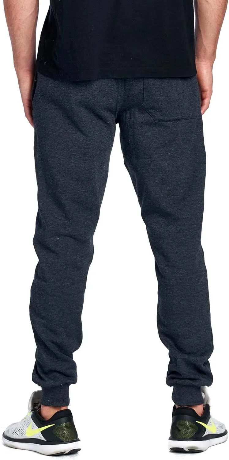 PROGO USA Men's Joggers Sweatpants Basic Fleece Marled Jogger Pant Elastic Waist