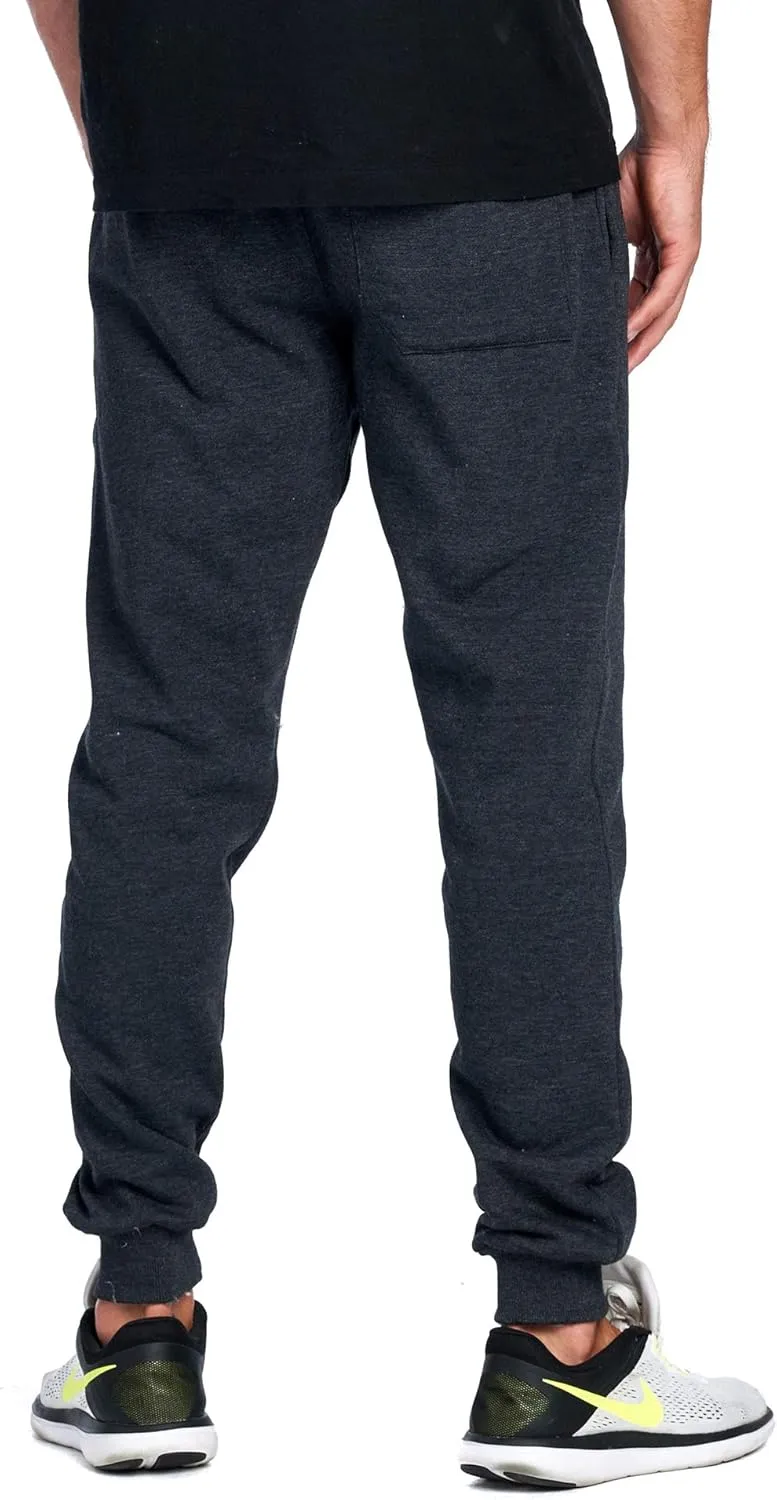PROGO USA Men's Joggers Sweatpants Basic Fleece Marled Jogger Pant Elastic Waist