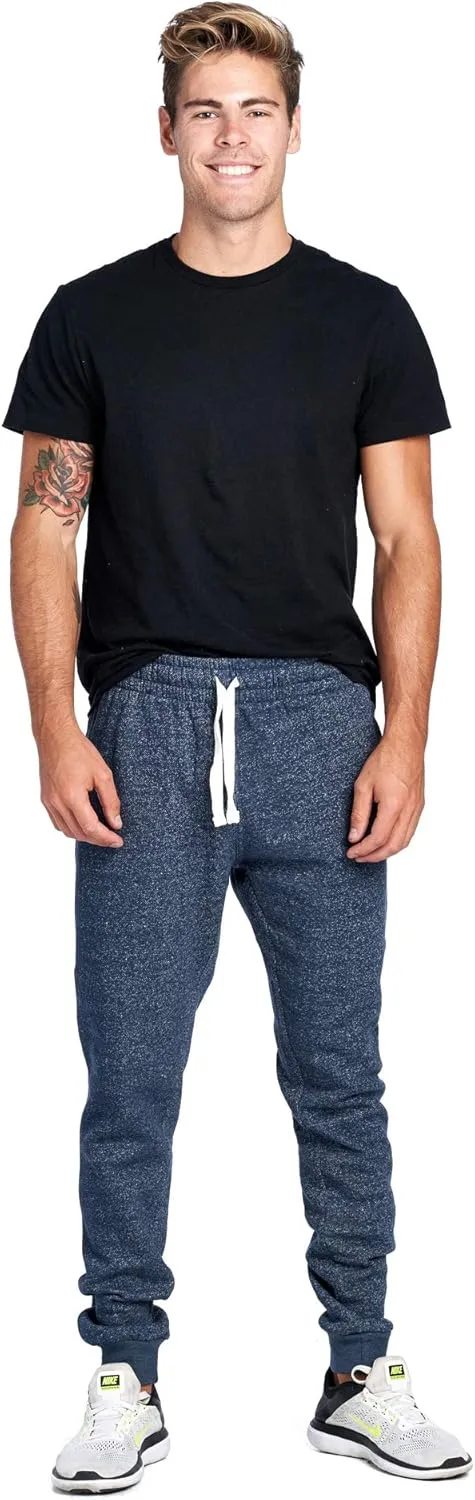 PROGO USA Men's Joggers Sweatpants Basic Fleece Marled Jogger Pant Elastic Waist