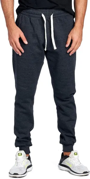 PROGO USA Men's Joggers Sweatpants Basic Fleece Marled Jogger Pant Elastic Waist