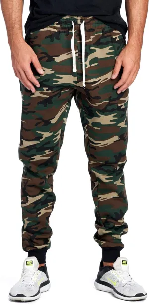 PROGO USA Men's Joggers Sweatpants Basic Fleece Marled Jogger Pant Elastic Waist