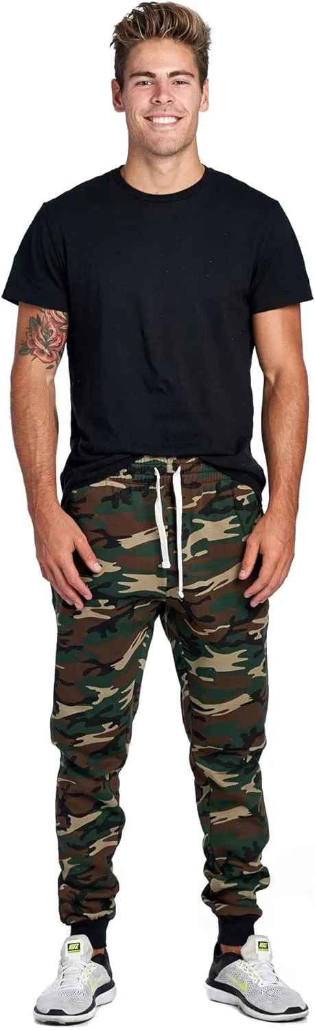 PROGO USA Men's Joggers Sweatpants Basic Fleece Marled Jogger Pant Elastic Waist