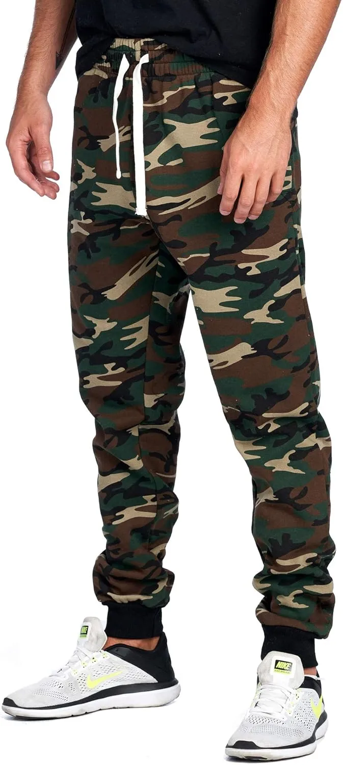 PROGO USA Men's Joggers Sweatpants Basic Fleece Marled Jogger Pant Elastic Waist