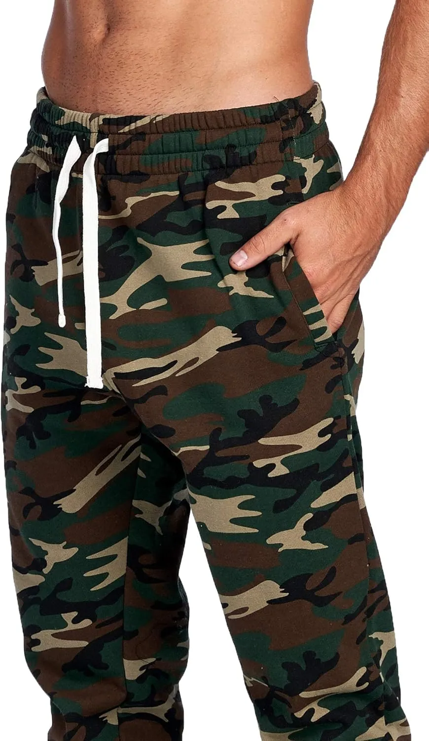 PROGO USA Men's Joggers Sweatpants Basic Fleece Marled Jogger Pant Elastic Waist