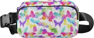 Rainbow Colorful Butterflies Waterproof Fanny Packs Women Hip Pouch Belt Bag Fashion Travel Waist Bag