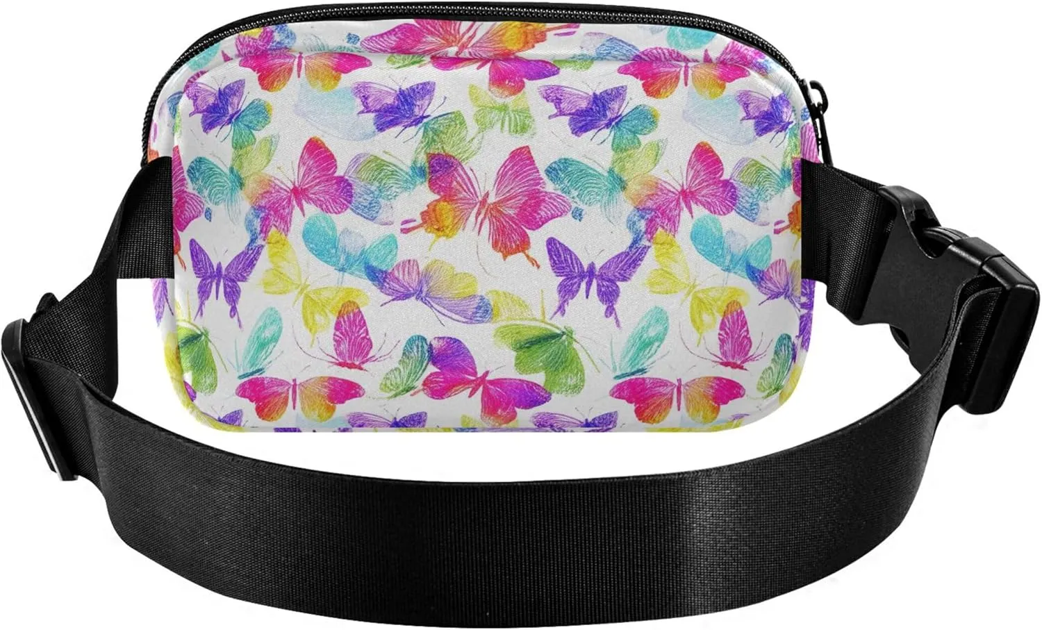 Rainbow Colorful Butterflies Waterproof Fanny Packs Women Hip Pouch Belt Bag Fashion Travel Waist Bag