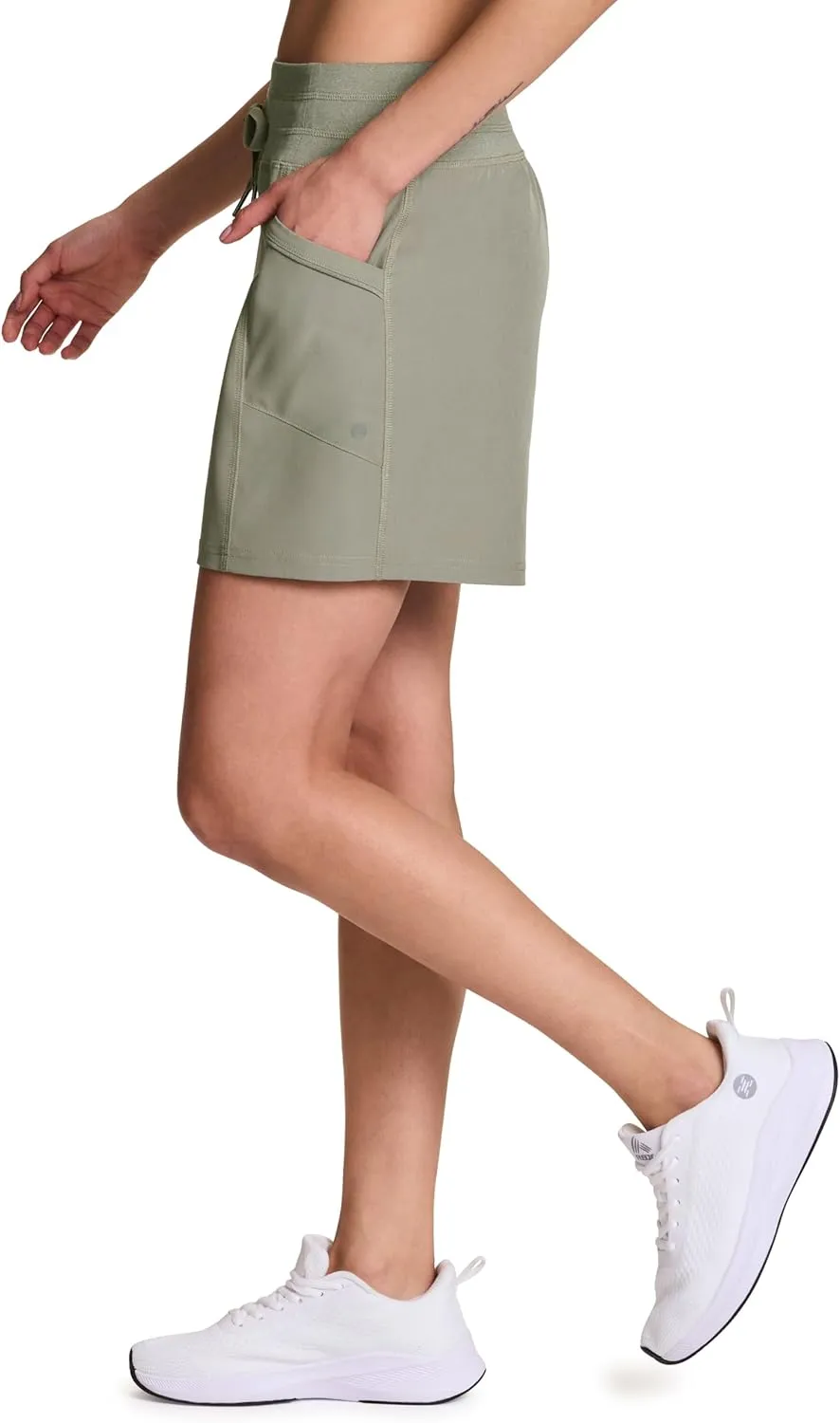 RBX Woven Short for Women, Knit Waistband Quick Drying Walking Short with Pockets for Everyday Wear, Workouts, Hiking