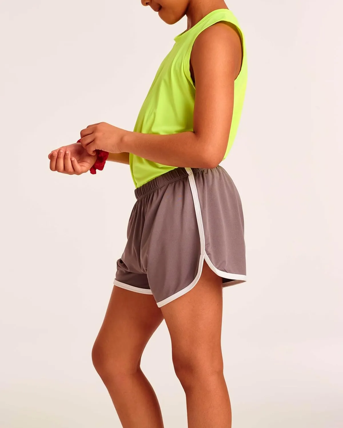 Real Essentials 5 Pack: Girls' Dry-Fit Active Athletic Dolphin Shorts (Ages 4-16)