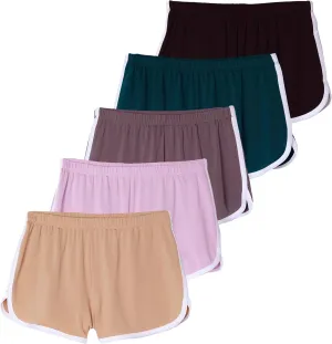 Real Essentials 5 Pack: Girls' Dry-Fit Active Athletic Dolphin Shorts (Ages 4-16)