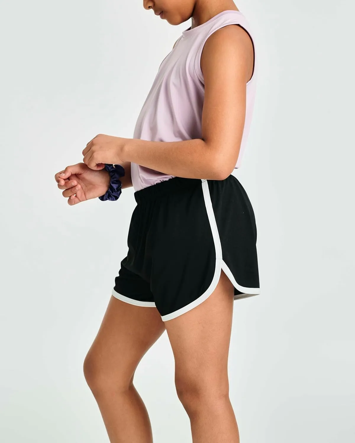 Real Essentials 5 Pack: Girls' Dry-Fit Active Athletic Dolphin Shorts (Ages 4-16)