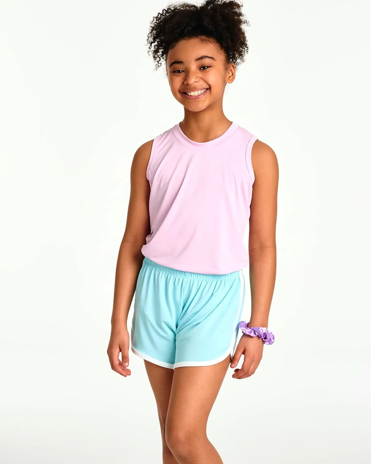 Real Essentials 5 Pack: Girls' Dry-Fit Active Athletic Dolphin Shorts (Ages 4-16)