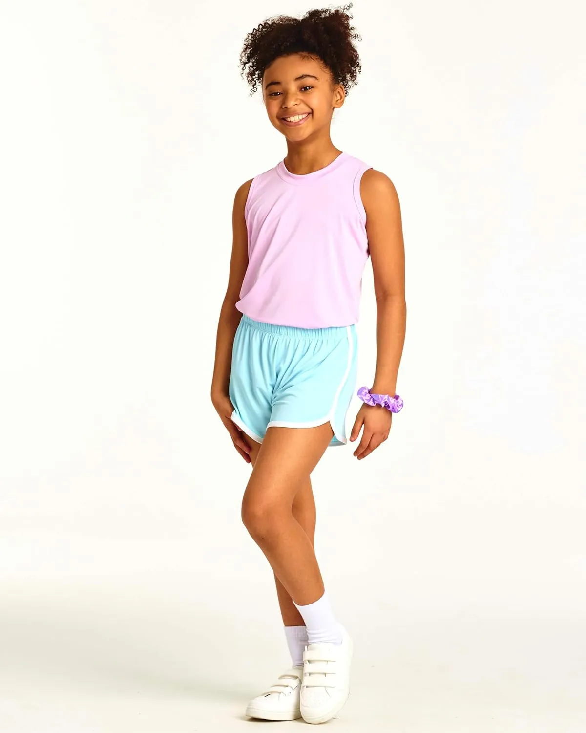 Real Essentials 5 Pack: Girls' Dry-Fit Active Athletic Dolphin Shorts (Ages 4-16)