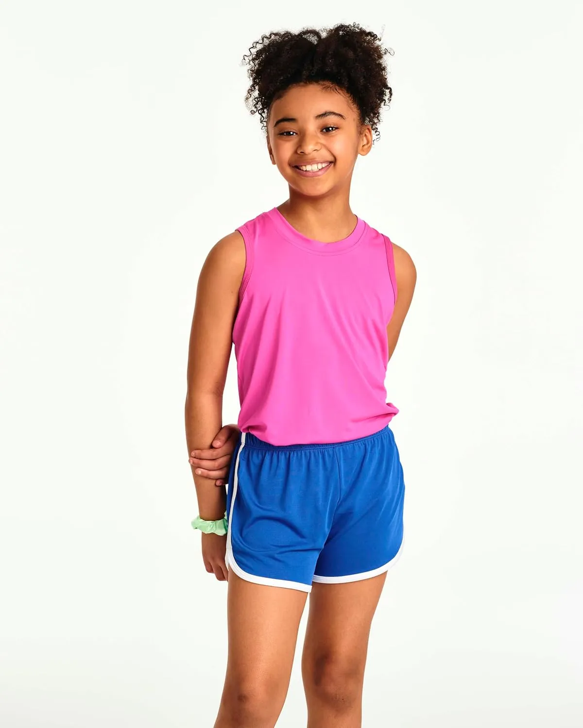 Real Essentials 5 Pack: Girls' Dry-Fit Active Athletic Dolphin Shorts (Ages 4-16)