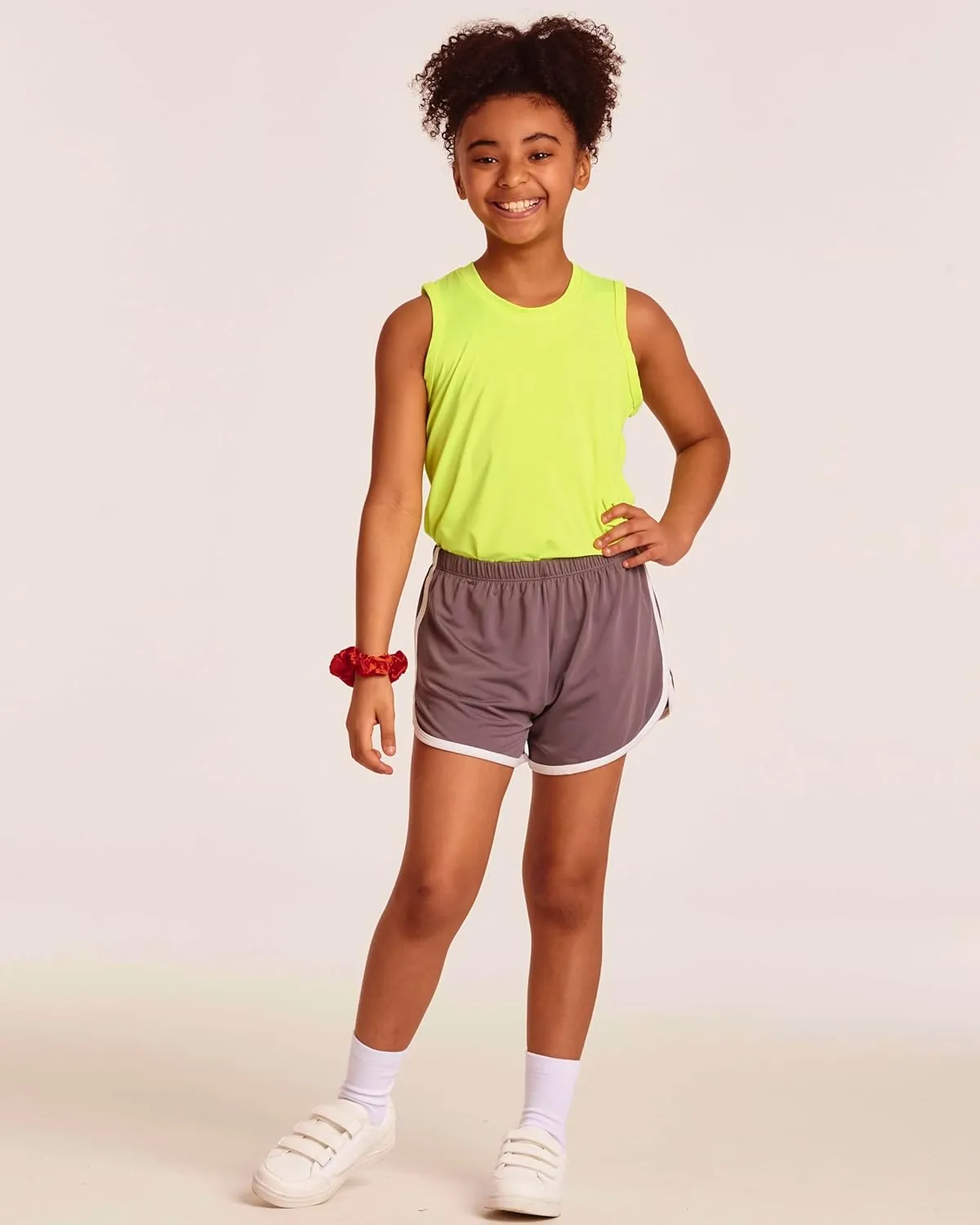 Real Essentials 5 Pack: Girls' Dry-Fit Active Athletic Dolphin Shorts (Ages 4-16)