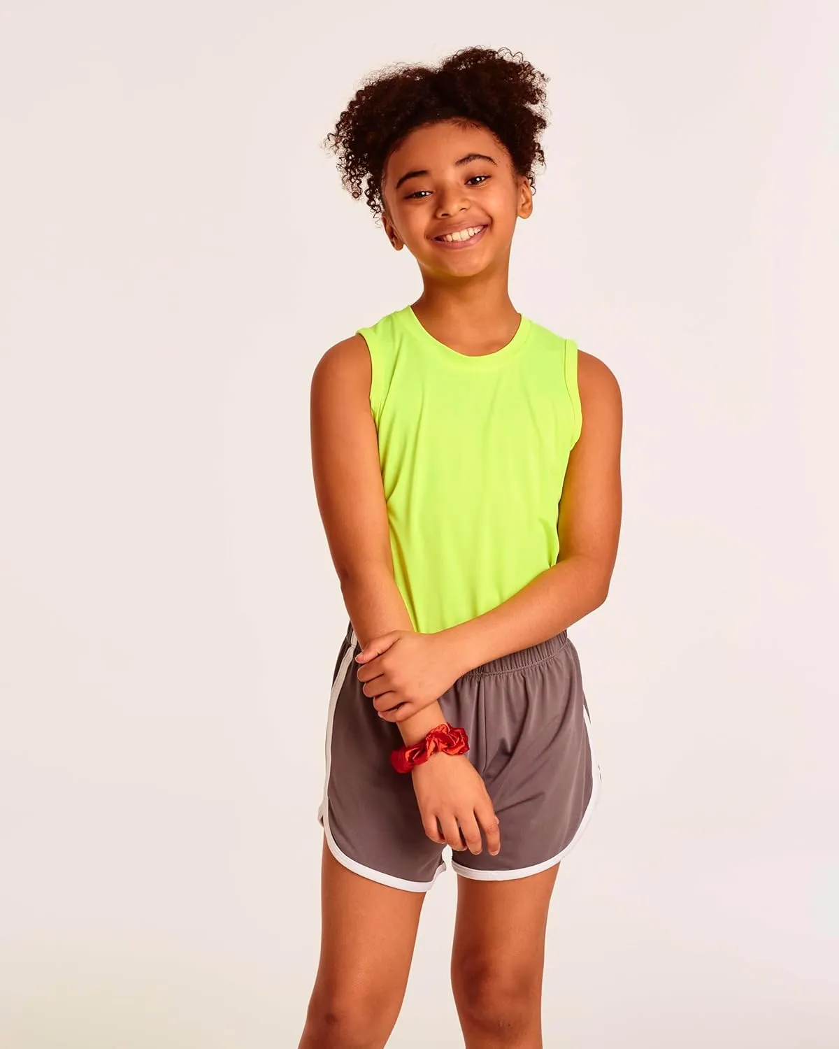 Real Essentials 5 Pack: Girls' Dry-Fit Active Athletic Dolphin Shorts (Ages 4-16)