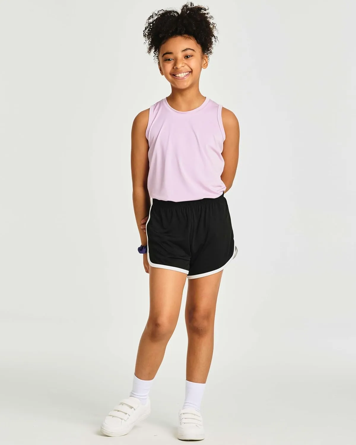 Real Essentials 5 Pack: Girls' Dry-Fit Active Athletic Dolphin Shorts (Ages 4-16)