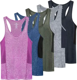 Real Essentials 5-Pack Women's Racerback Tank Top Dry-Fit Athletic Performance Yoga Activewear (Available in Plus Size)