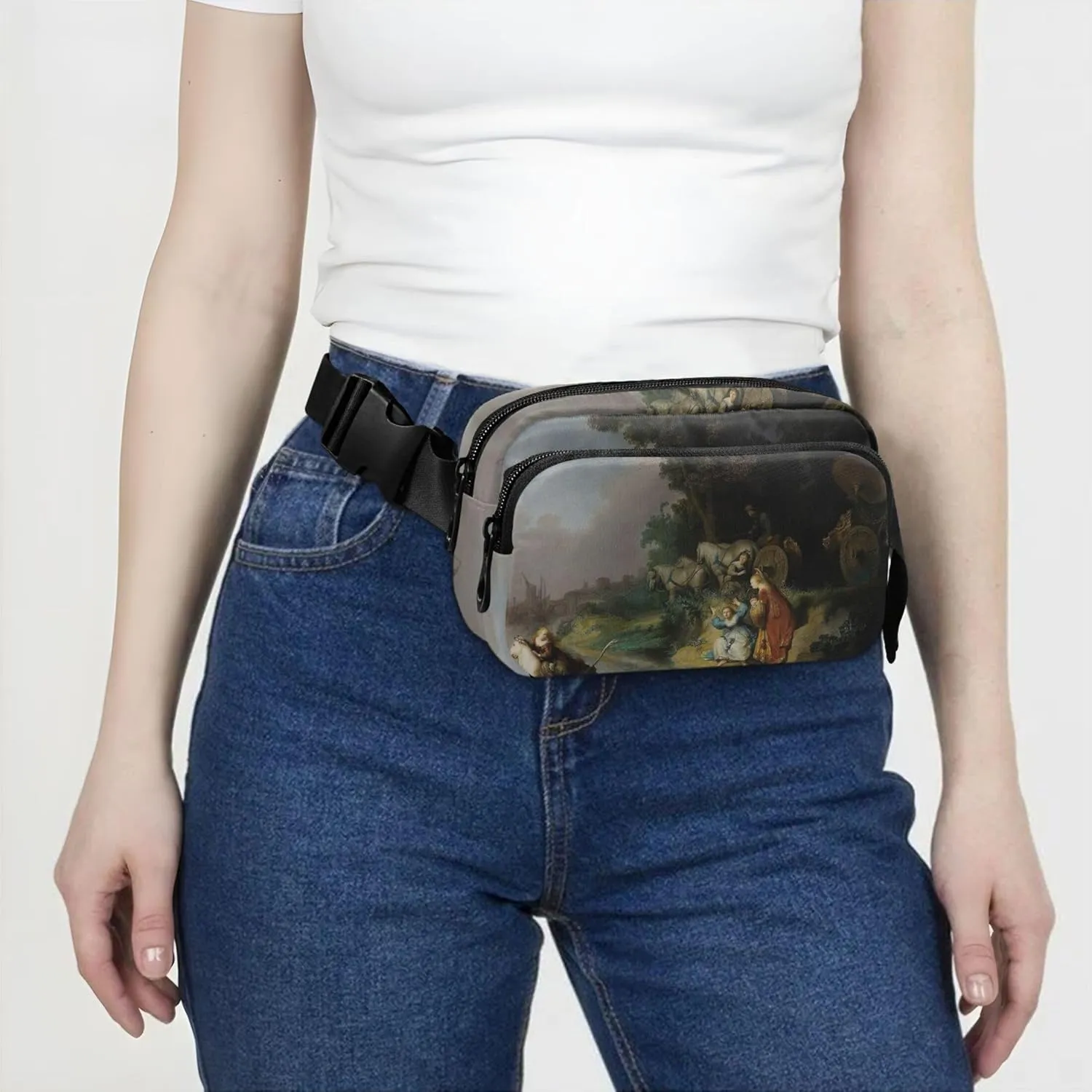 Rembrandt Abduction of Europa Waterproof Fanny Packs Women Hip Bag Belt Pouch Hiking Travel Waist Bag
