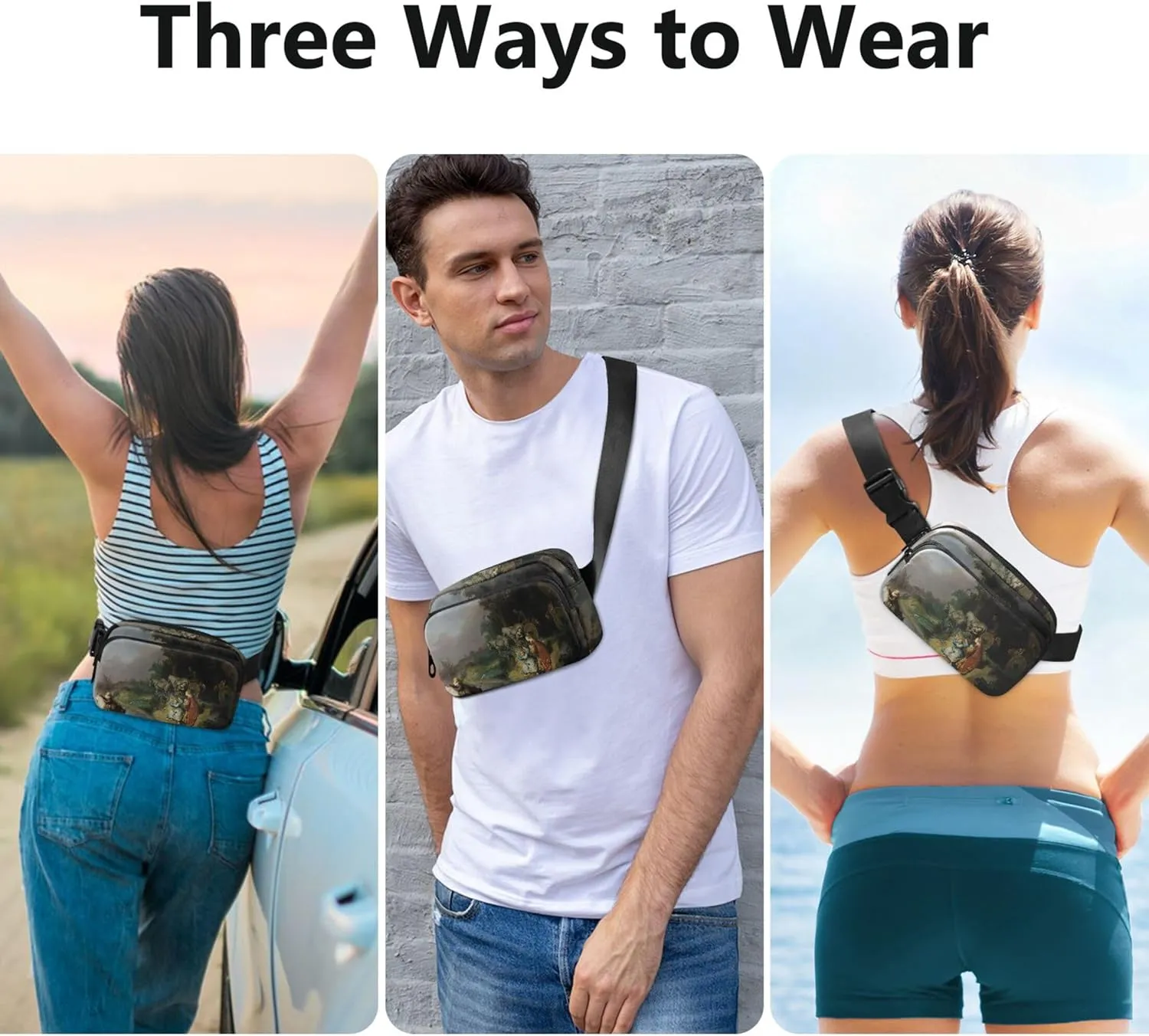 Rembrandt Abduction of Europa Waterproof Fanny Packs Women Hip Bag Belt Pouch Hiking Travel Waist Bag