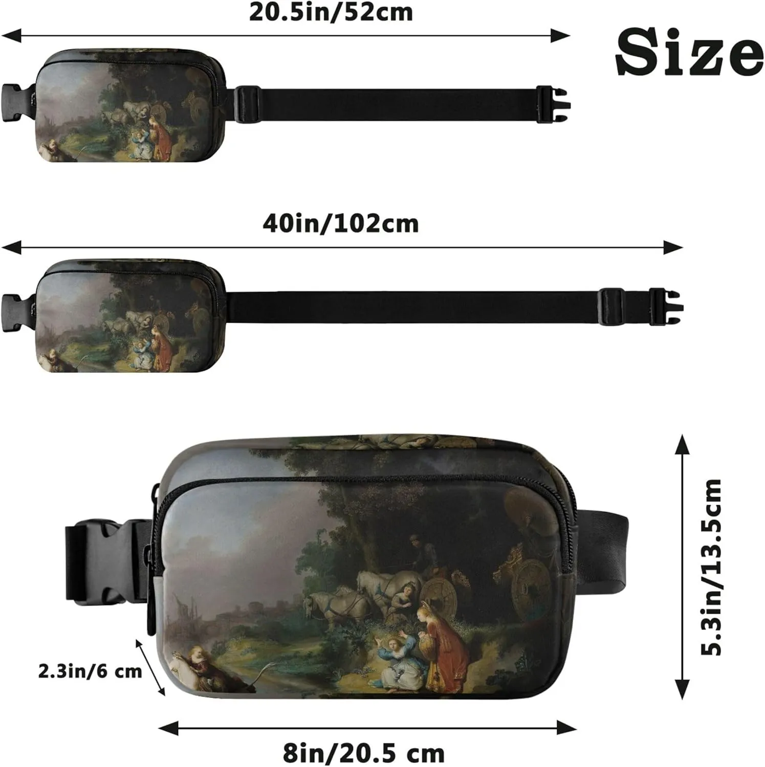 Rembrandt Abduction of Europa Waterproof Fanny Packs Women Hip Bag Belt Pouch Hiking Travel Waist Bag