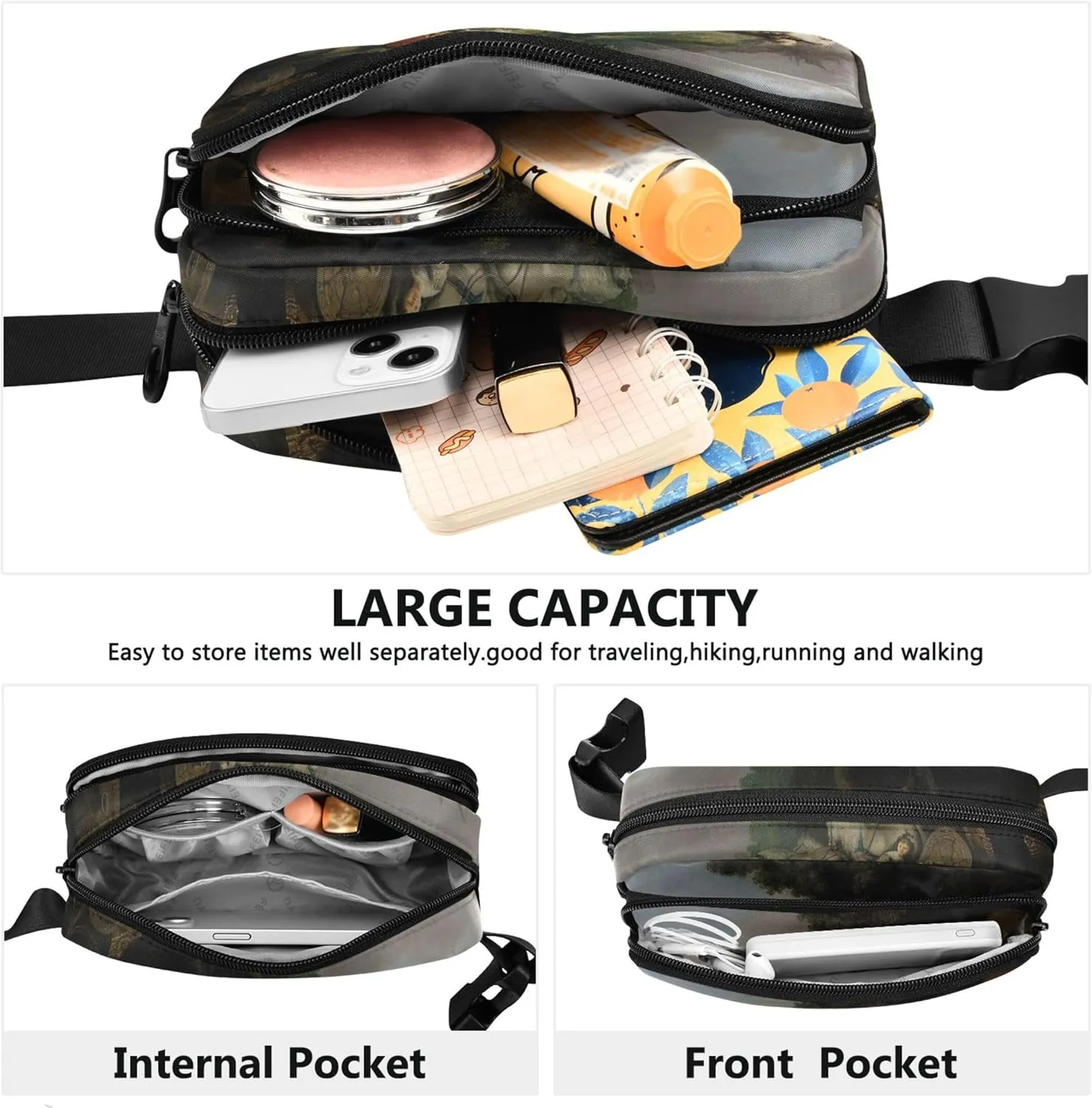 Rembrandt Abduction of Europa Waterproof Fanny Packs Women Hip Bag Belt Pouch Hiking Travel Waist Bag