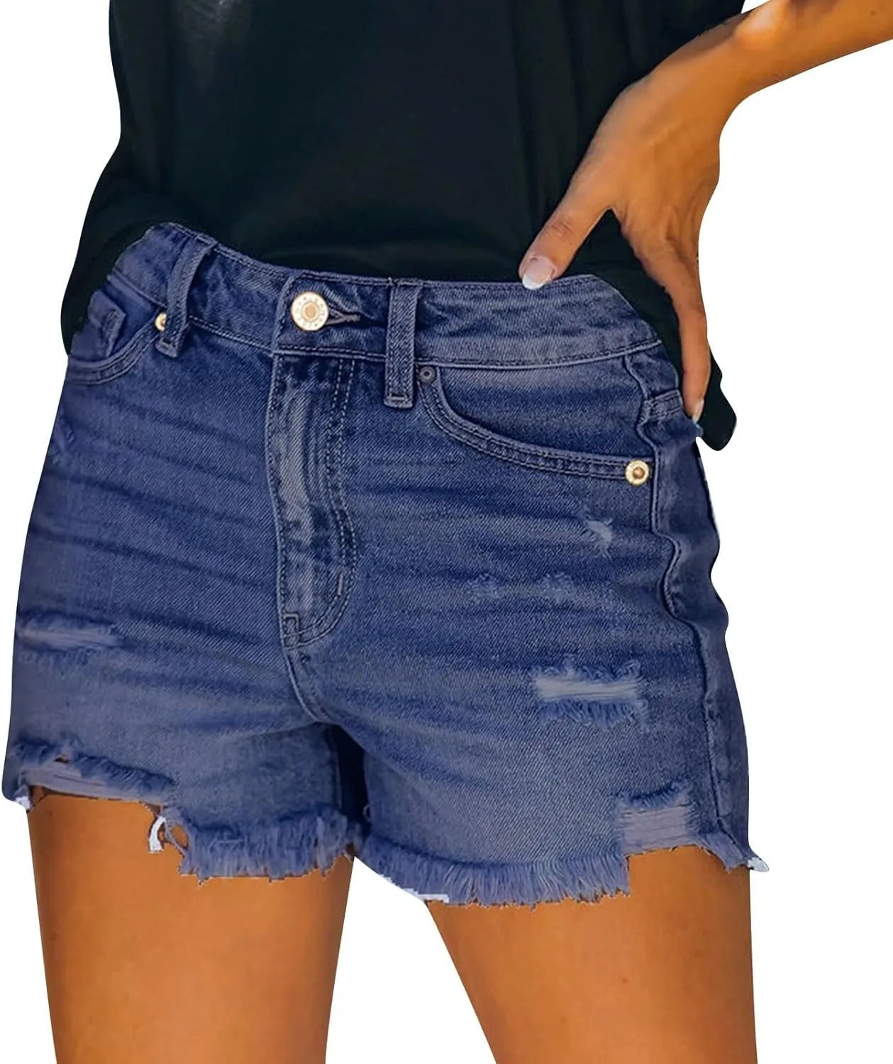 Ripped Jean Shorts Women Cut Off Distressed Jorts Trendy Frayed Hem Jeans Summer Beach Lounge Cowgirl Pants