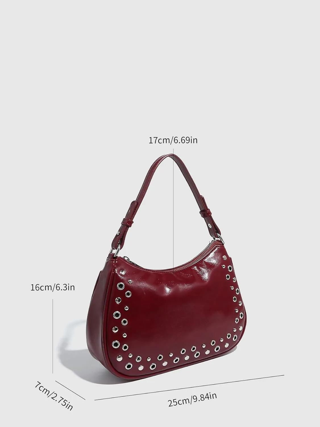 Rivet hollow adjustable handbag underarm bag hand-held zipper women's bag