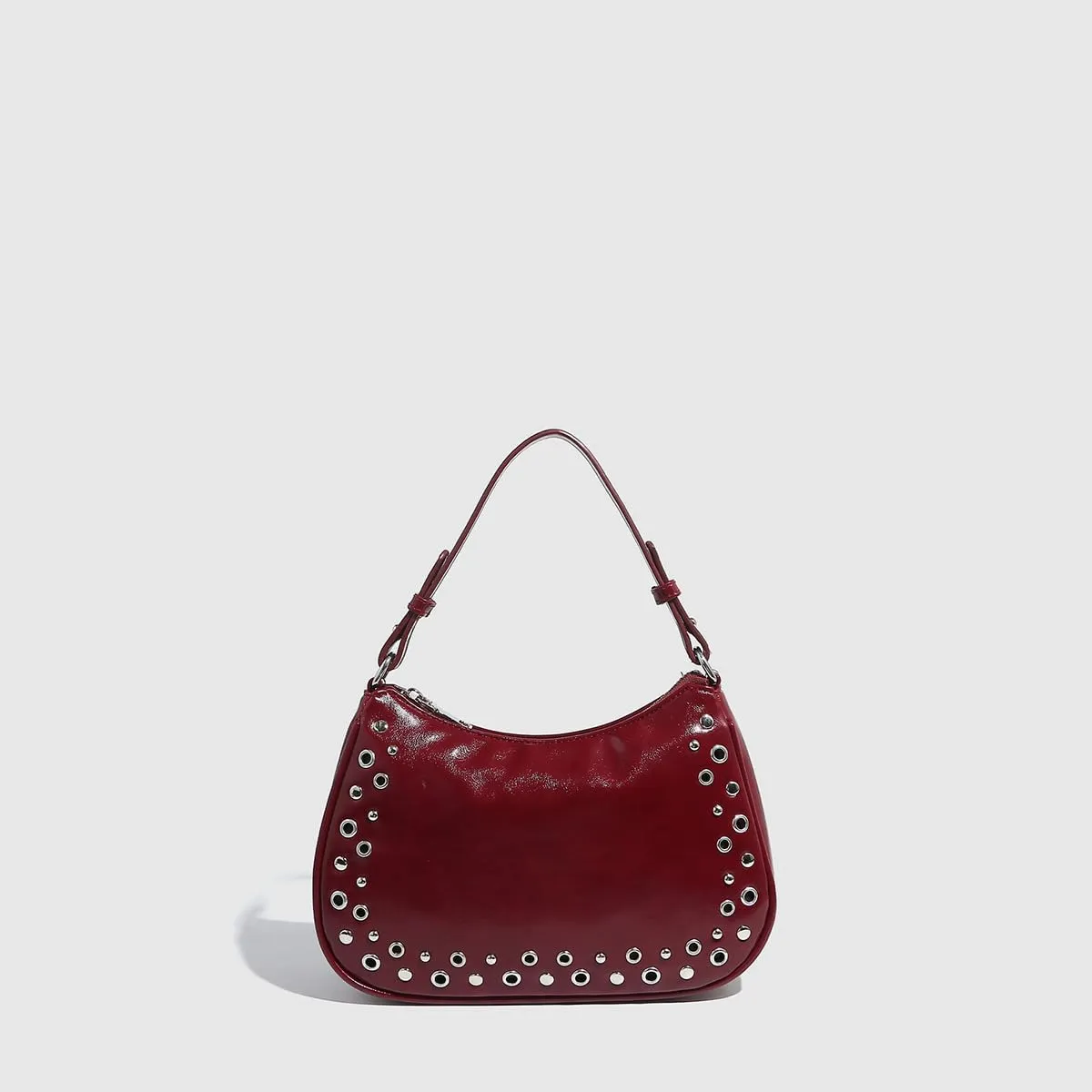 Rivet hollow adjustable handbag underarm bag hand-held zipper women's bag