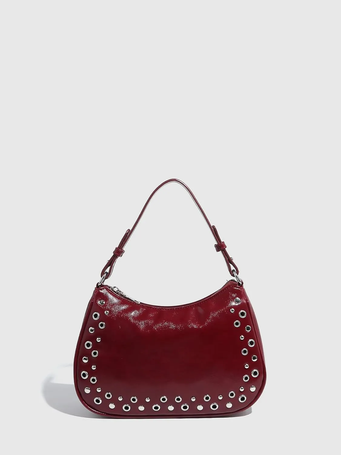 Rivet hollow adjustable handbag underarm bag hand-held zipper women's bag