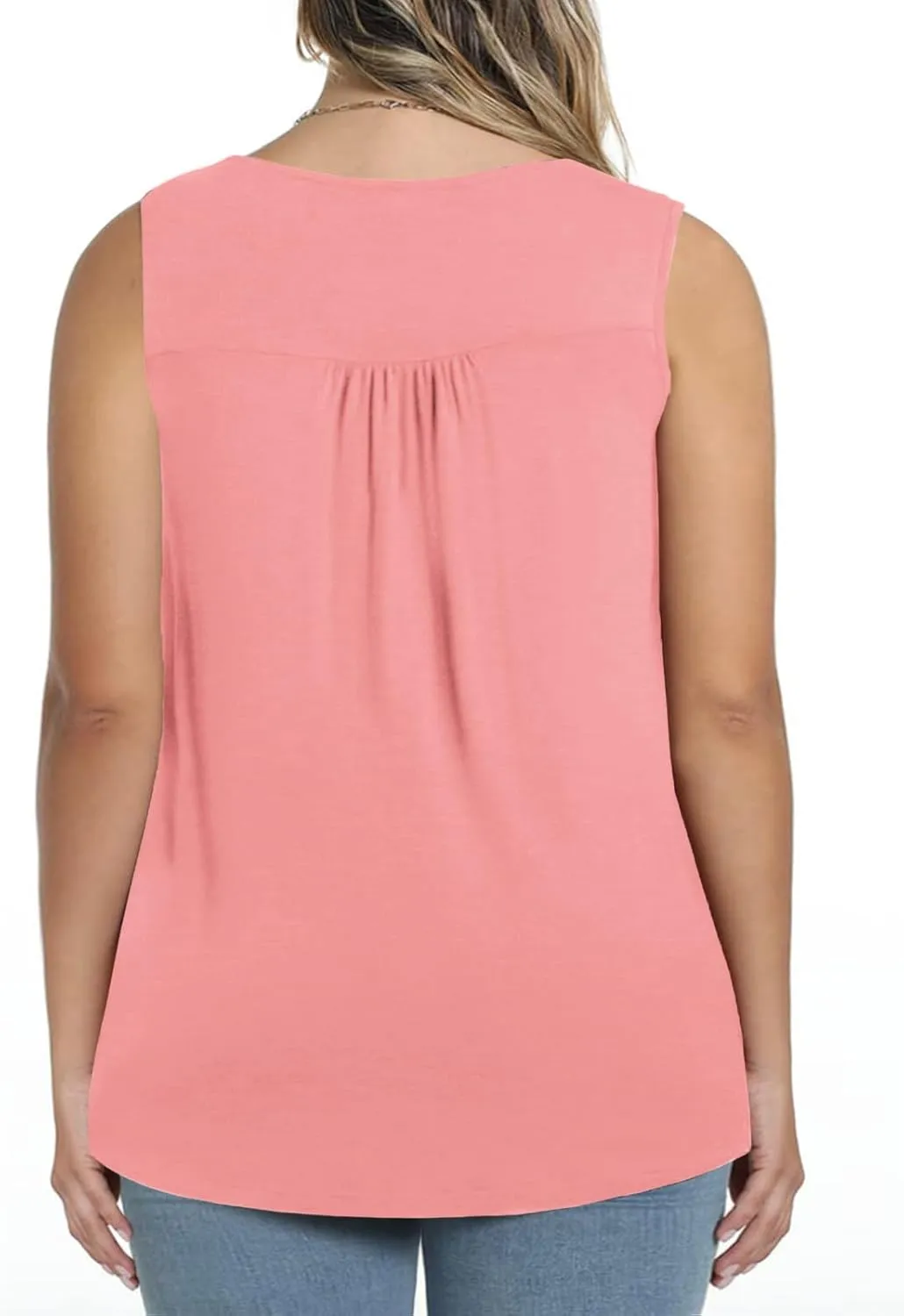 ROSRISS Plus-Size Henley Sleeveless Shirts for Women Summer Casual Tops Buttons Tees 14W-28W