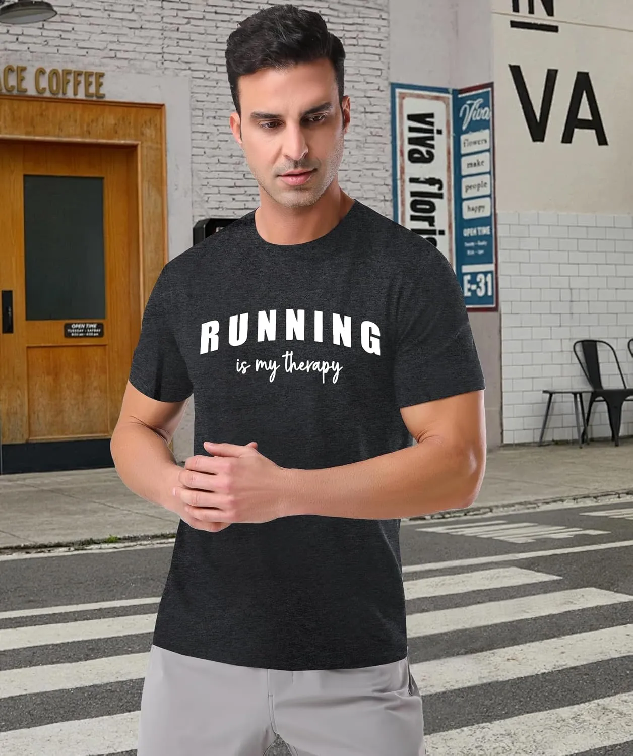 Running Shirts for Men Funny Runner Quotes T-Shirt Quick Dry Athletic Gym Active Tees Moisture Wicking Sport Tops