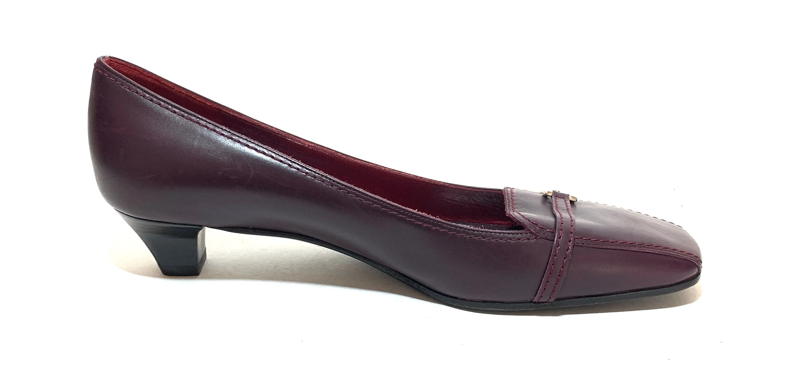 Salvatore Ferragamo Vintage Maroon Leather Pumps | Pre Loved |