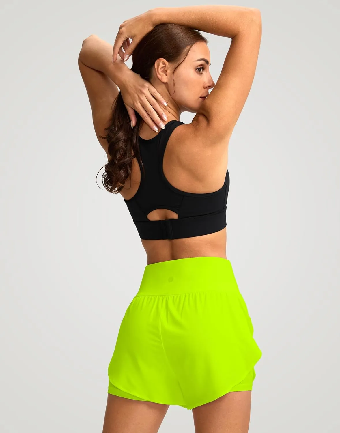 SANTINY Women's 2 in 1 Running Shorts with Pockets 3" High Waisted Exercise Workout Athletic Shorts for Women with Liner