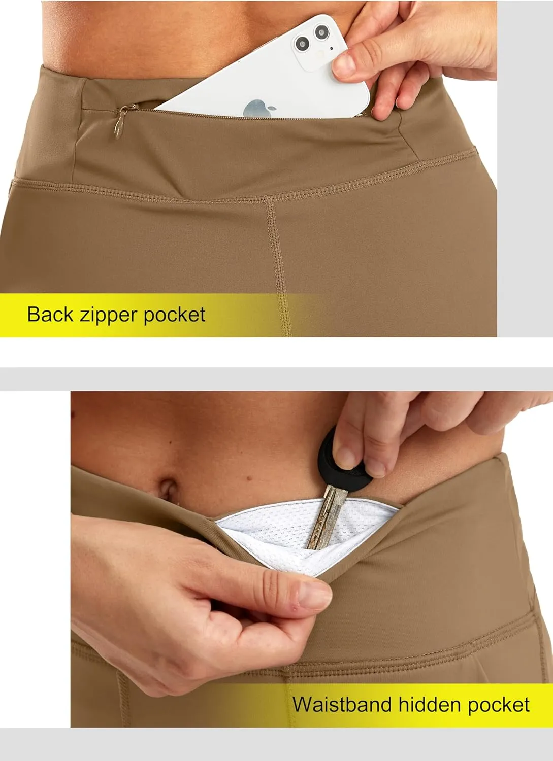 SANTINY Women's 6'' Athletic Long Shorts with 4 Pockets High Waisted Bermuda Shorts for Women Walking Running Casual