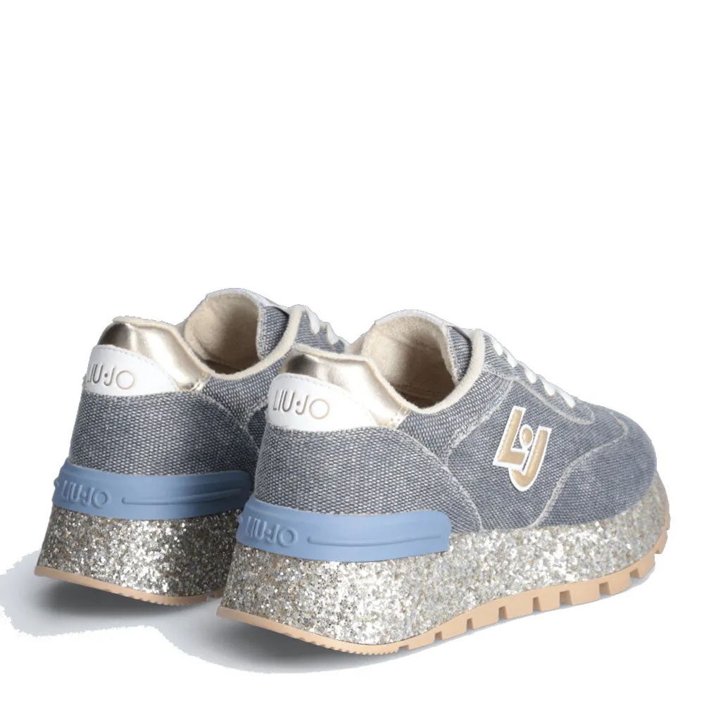 Scarpe Donna LIU JO Sneakers Platform Amazing 27 in Denim Lurex