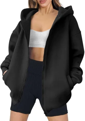 Shacket Womens Tops Long Sleeve Zip Up Hoodies Solid Loose Basic Tees Daily Casual Teen Girls' Fashion Sweatshirts