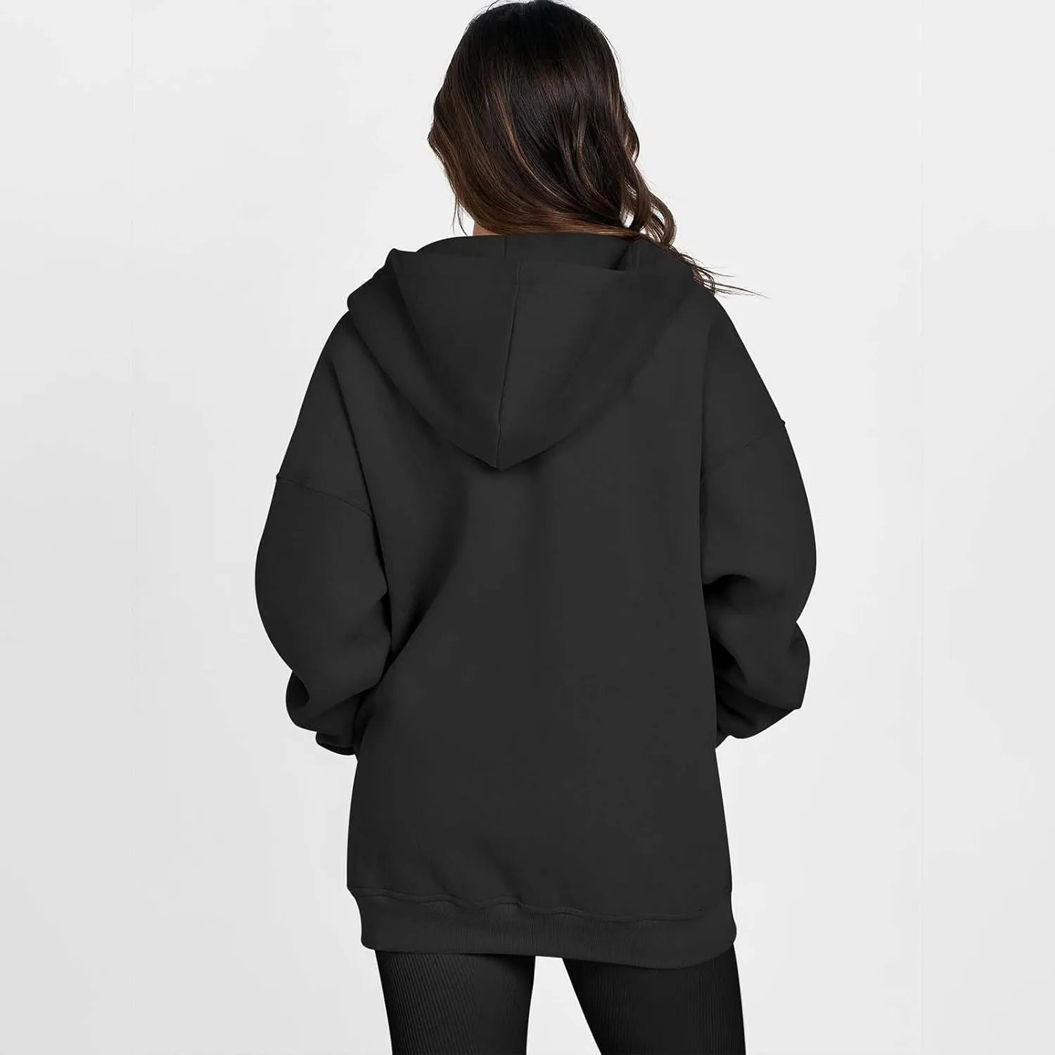 Shacket Womens Tops Long Sleeve Zip Up Hoodies Solid Loose Basic Tees Daily Casual Teen Girls' Fashion Sweatshirts