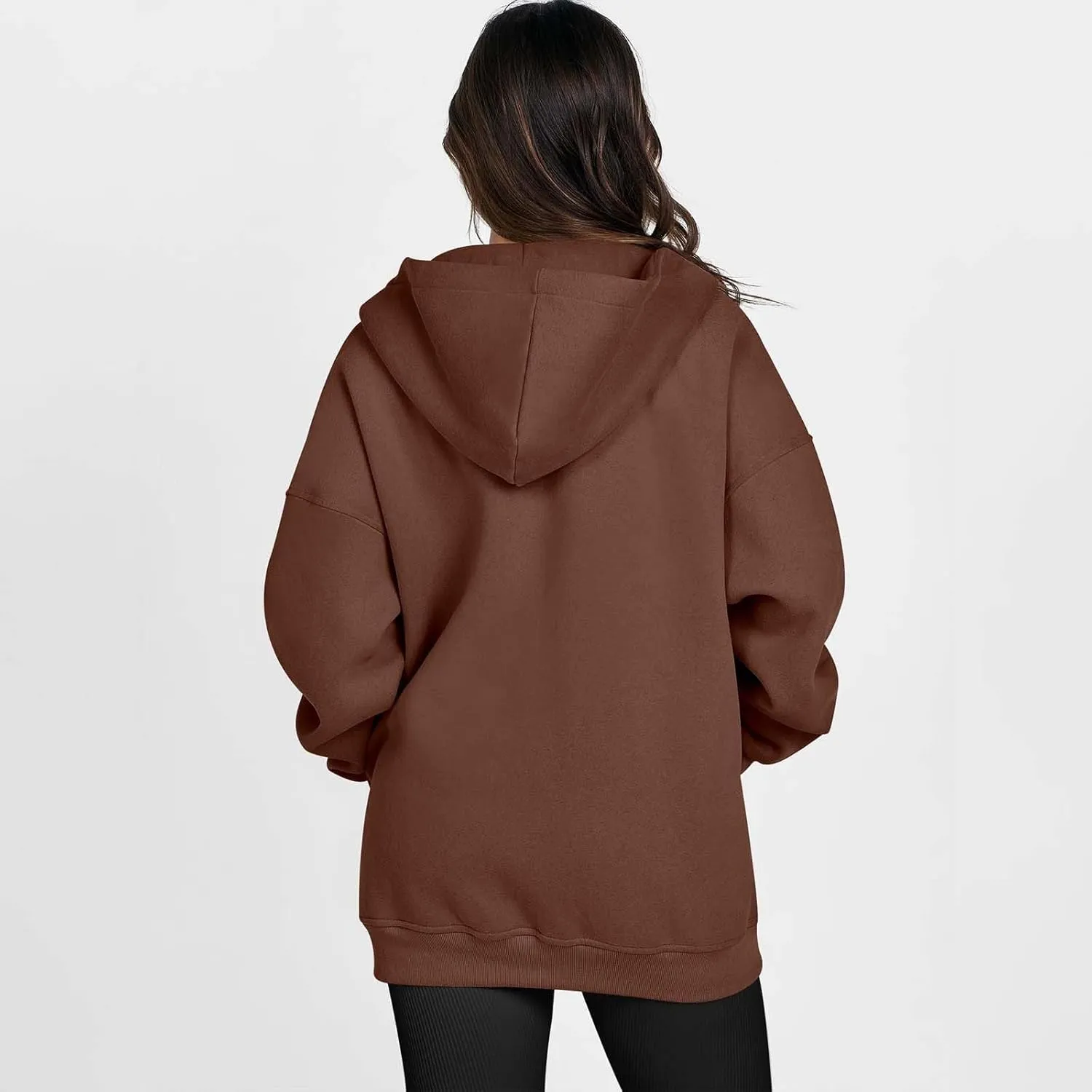 Shacket Womens Tops Long Sleeve Zip Up Hoodies Solid Loose Basic Tees Daily Casual Teen Girls' Fashion Sweatshirts
