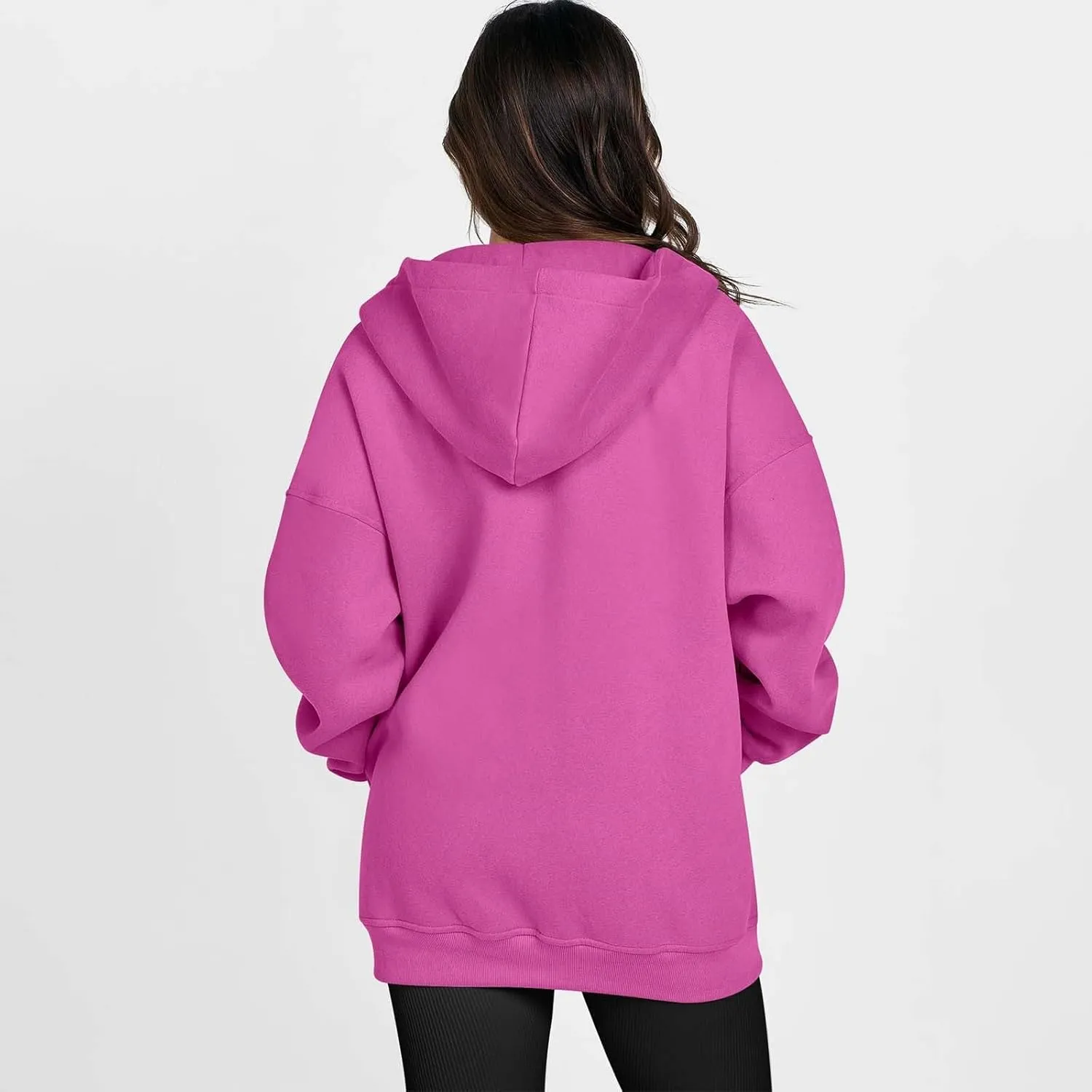 Shacket Womens Tops Long Sleeve Zip Up Hoodies Solid Loose Basic Tees Daily Casual Teen Girls' Fashion Sweatshirts