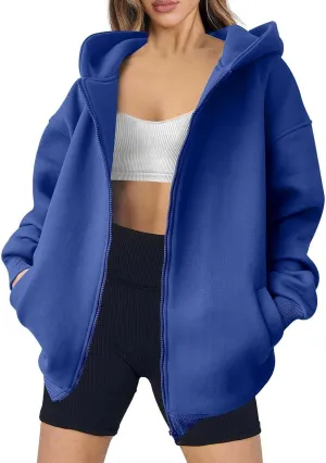 Shacket Womens Tops Long Sleeve Zip Up Hoodies Solid Loose Basic Tees Daily Casual Teen Girls' Fashion Sweatshirts