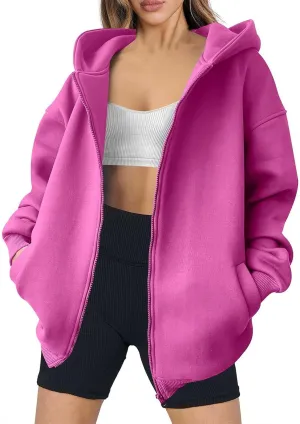 Shacket Womens Tops Long Sleeve Zip Up Hoodies Solid Loose Basic Tees Daily Casual Teen Girls' Fashion Sweatshirts