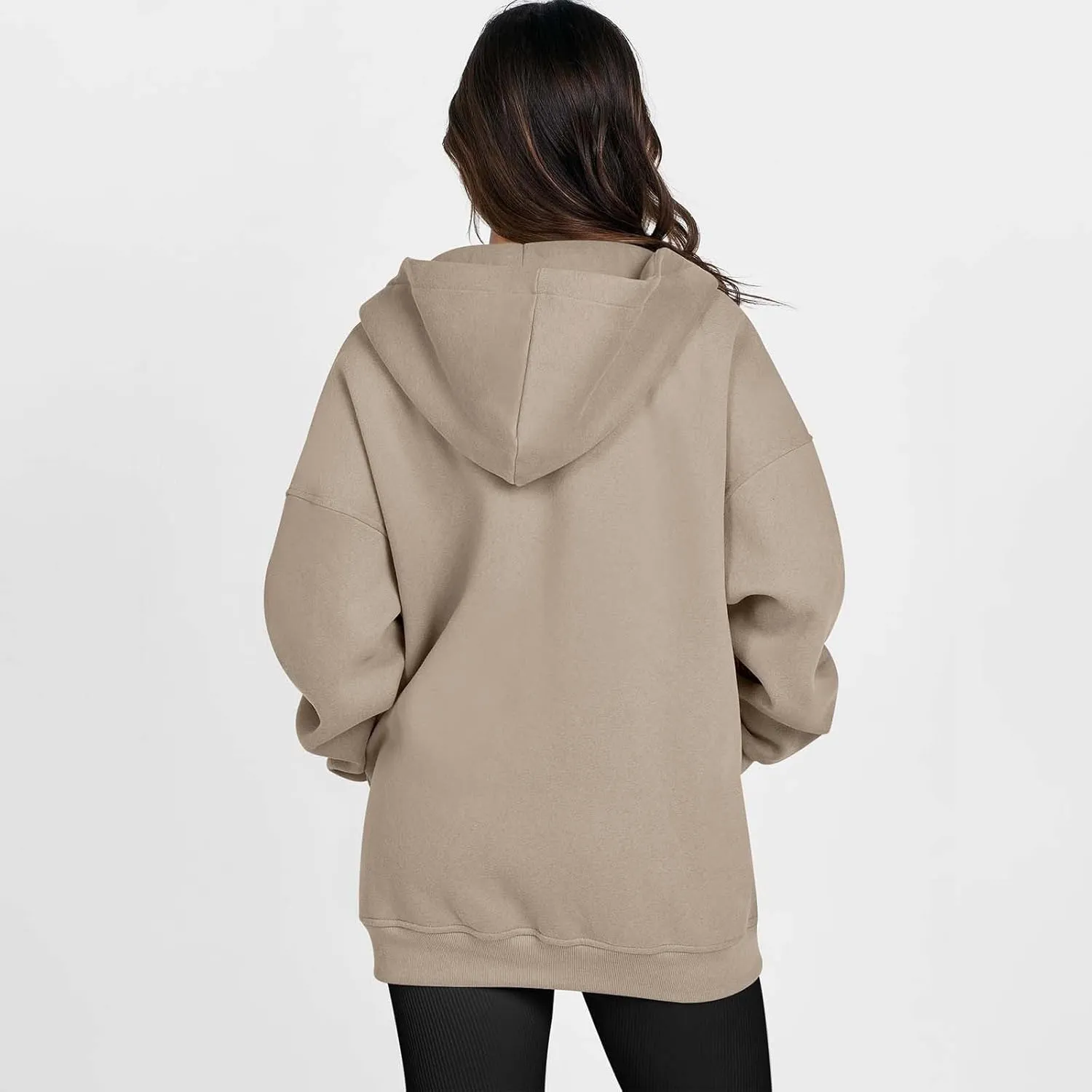 Shacket Womens Tops Long Sleeve Zip Up Hoodies Solid Loose Basic Tees Daily Casual Teen Girls' Fashion Sweatshirts