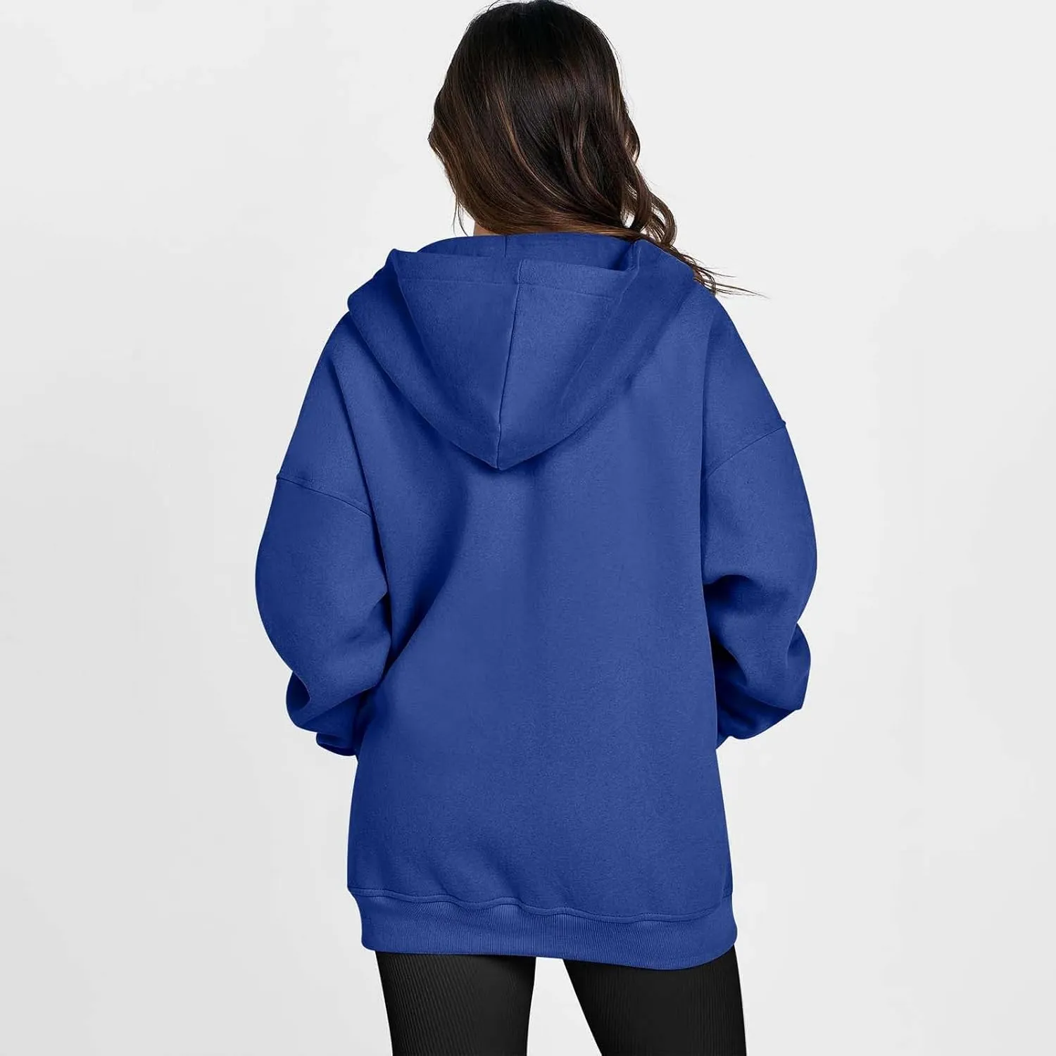Shacket Womens Tops Long Sleeve Zip Up Hoodies Solid Loose Basic Tees Daily Casual Teen Girls' Fashion Sweatshirts