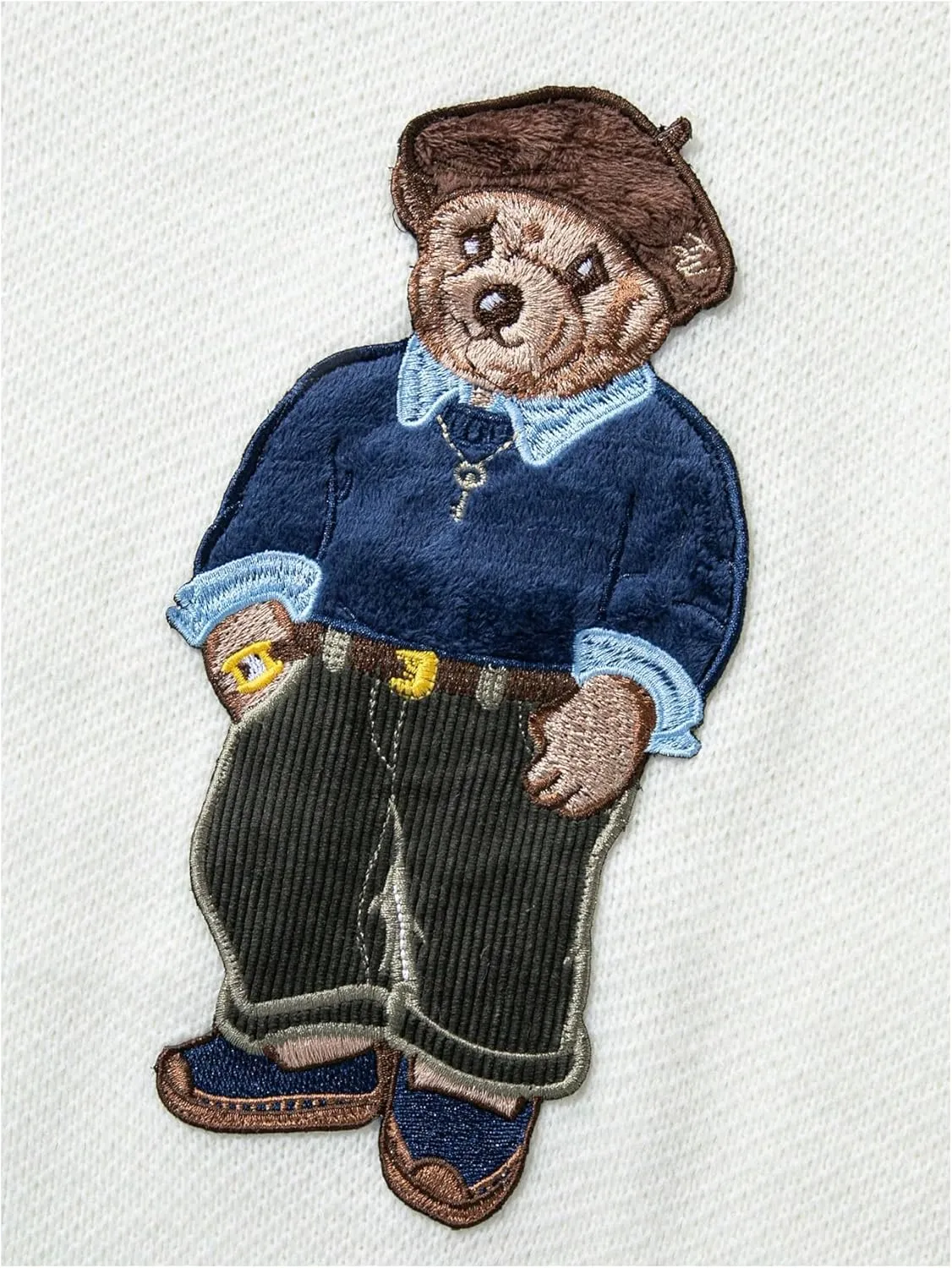 SHENHE Men's Oversized Crew Neck Cute Bear Sweater Vintage Unisex Preppy Sweater Jumper