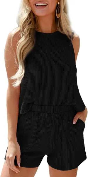 SHEWIN Women's Summer 2 Piece Outfits Shorts Sets Matching Set Loungewear 2025