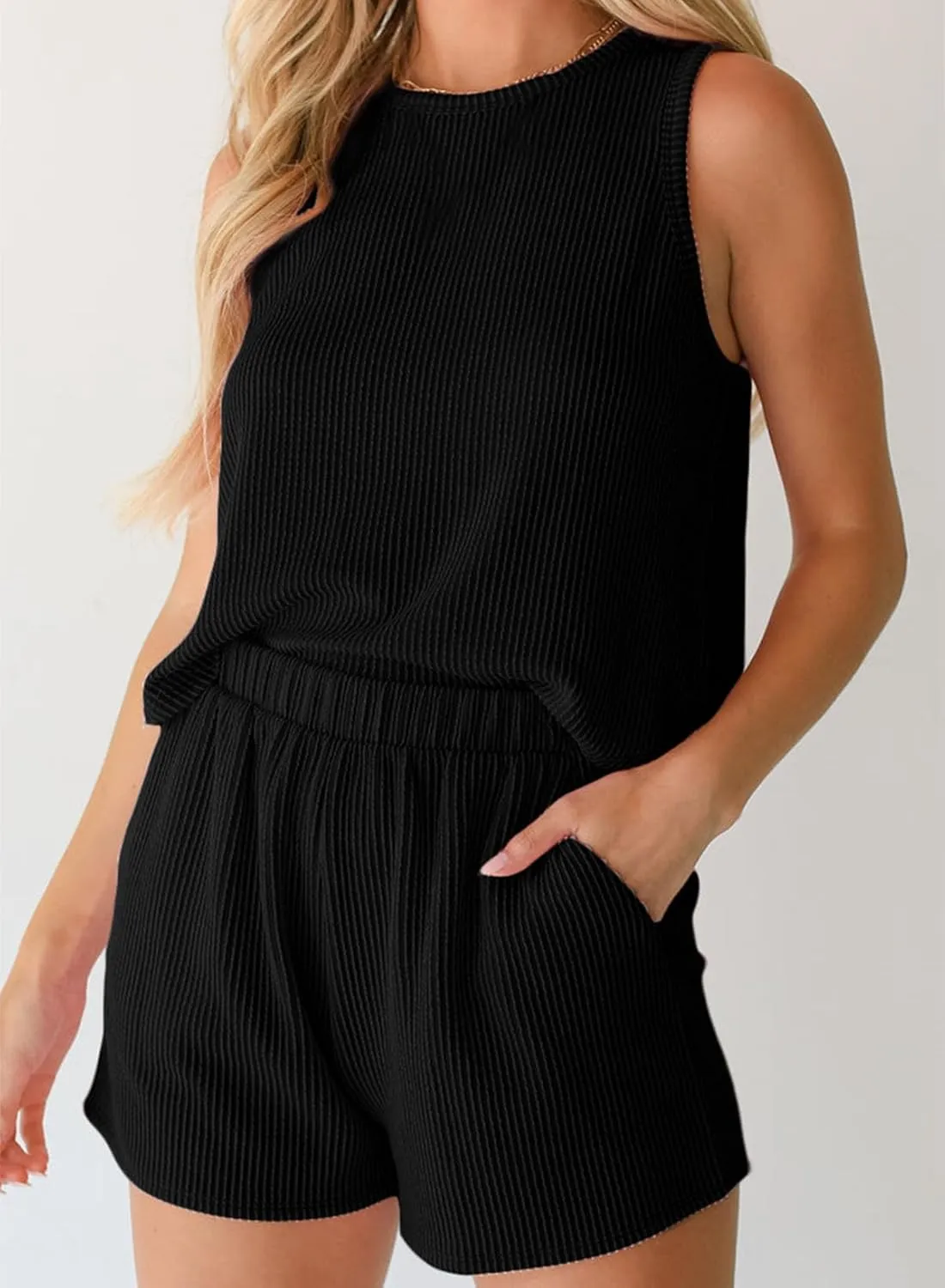 SHEWIN Women's Summer 2 Piece Outfits Shorts Sets Matching Set Loungewear 2025